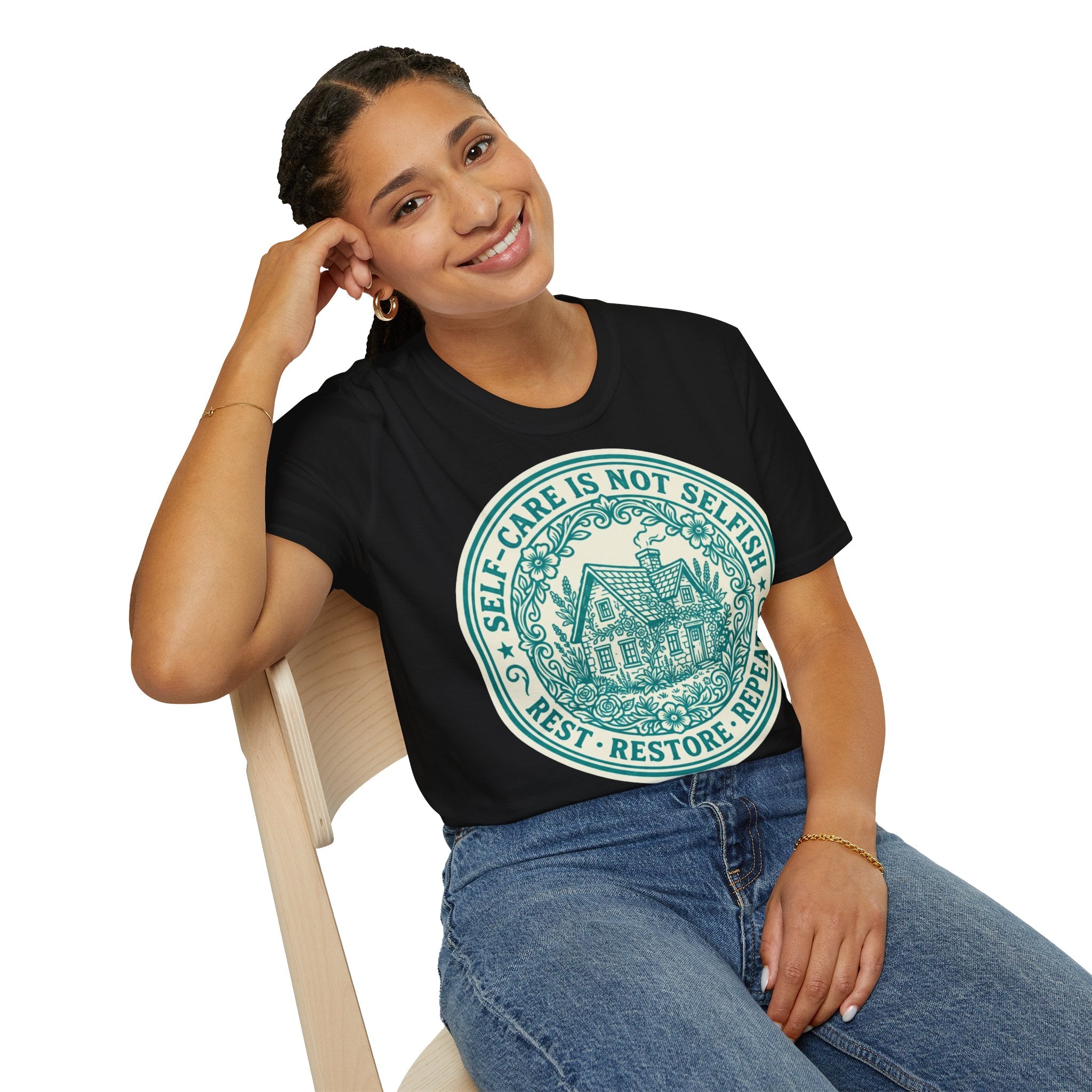 Self-Care Is Not Selfish Rest Restore Repeat II Self-Care T-Shirt