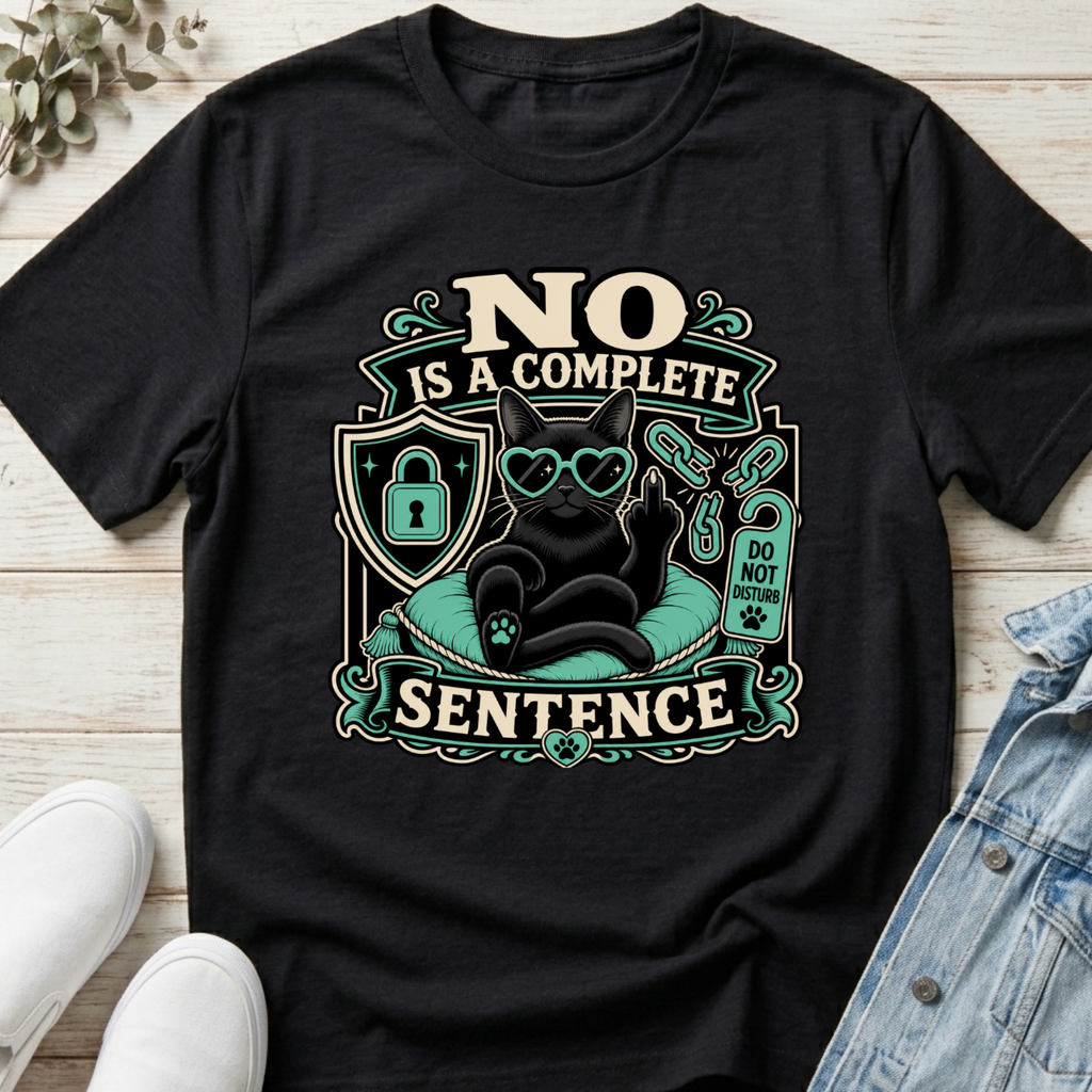 No Is A Complete Sentence Self-Care Cat Bonnie T-Shirt